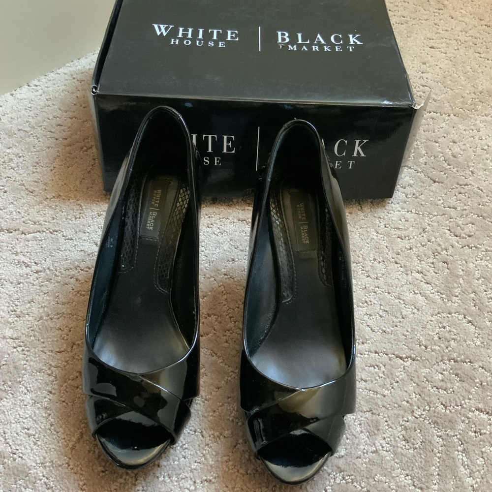 White House / Black  Market black peep toe heels